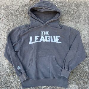 Faded Black Y2K Heavyweight League Charcoal Gray Pullover Hoodie